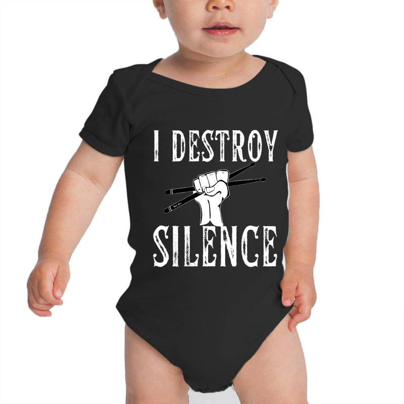 I Destroy Silence Drums Funny Drummer Baby Bodysuit by Ja98 | Artistshot