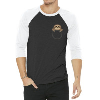 Chillin Sloth Pocket T-shirt, Sloth In Your Pocket 3/4 Sleeve Shirt | Artistshot