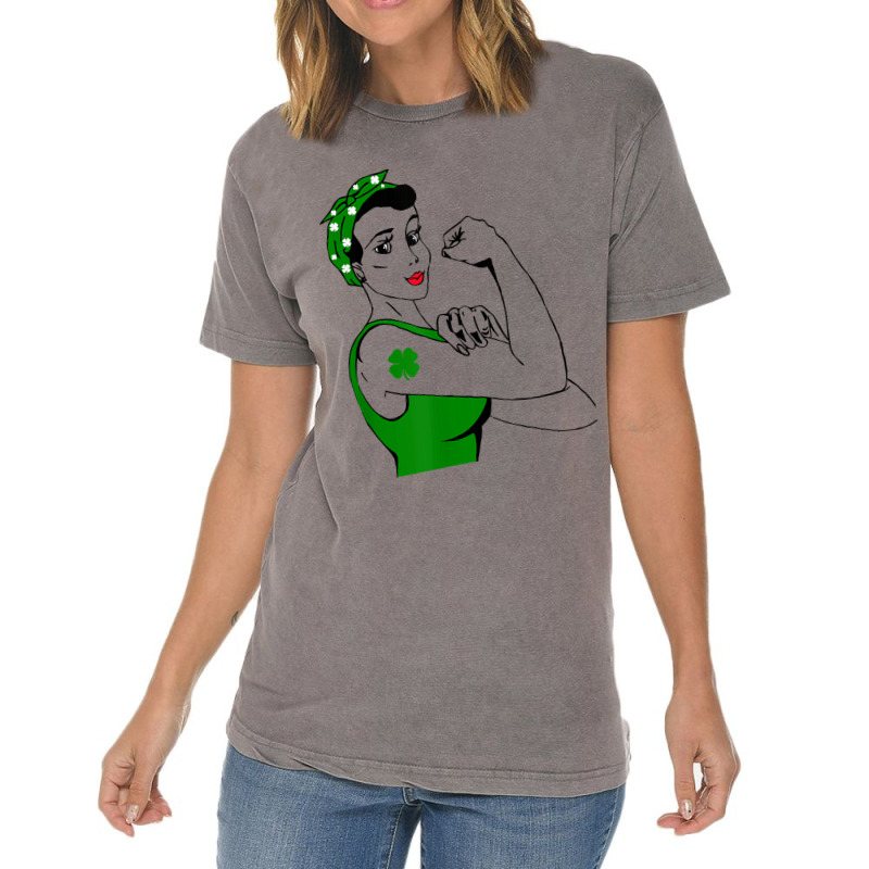 Irish Rosie The Riveter Funny Cute St Patricks Day Vintage T-shirt | Artistshot