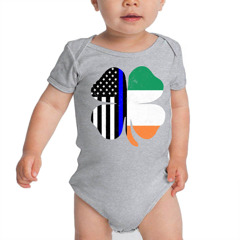 Thin Blue Line Flag Irish American St Patricks Day Hoodie Pullover Hoo Baby Bodysuit | Artistshot