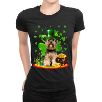 Yorkshire Terrier Dog Shamrock St Patricks Day Dog Ladies Fitted T-shirt | Artistshot