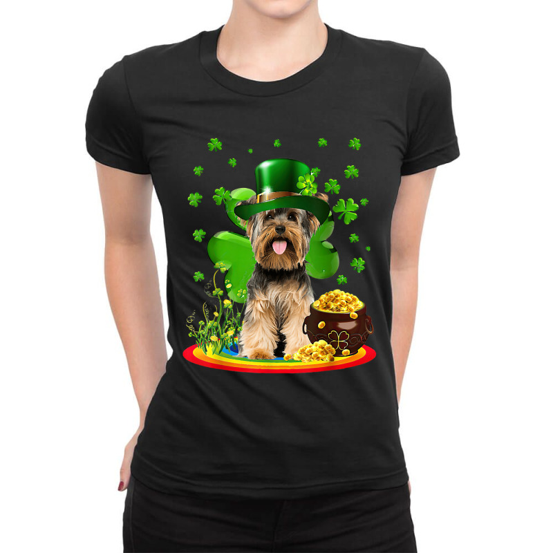 Yorkshire Terrier Dog Shamrock St Patricks Day Dog Ladies Fitted T-Shirt by whoretacarpal | Artistshot