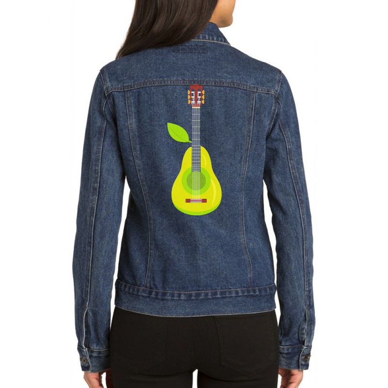 Guitar T  Shirt Pear Guitar Music Instrument Illustration T  Shirt Ladies Denim Jacket by tillmantamara472 | Artistshot