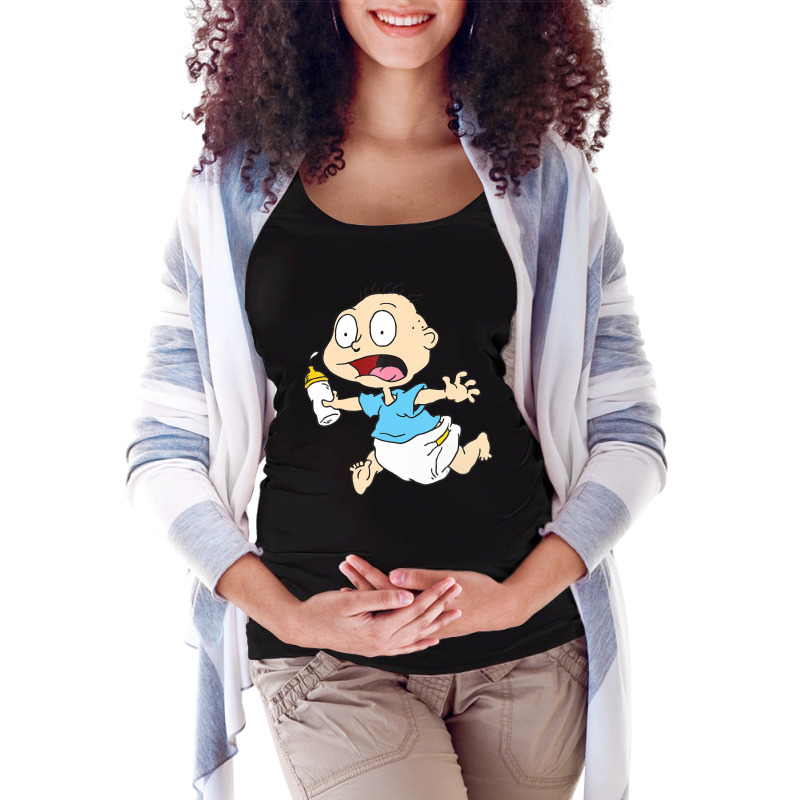 Tommy Running Away With Milk Bottle Maternity Scoop Neck T-shirt by yesiikarpew | Artistshot