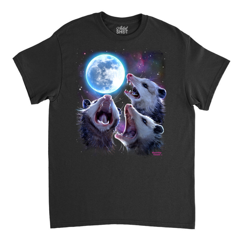 Three Opossums Howling At The Moon Funny Possum Classic T-shirt by donellajeremykoa | Artistshot