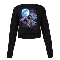 Three Opossums Howling At The Moon Funny Possum Cropped Sweater | Artistshot