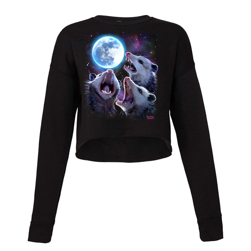 Three Opossums Howling At The Moon Funny Possum Cropped Sweater by donellajeremykoa | Artistshot