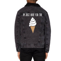 I'm Just Here For The Ice Cream Meme Cute Vanilla  Unisex Sherpa-lined Denim Jacket | Artistshot