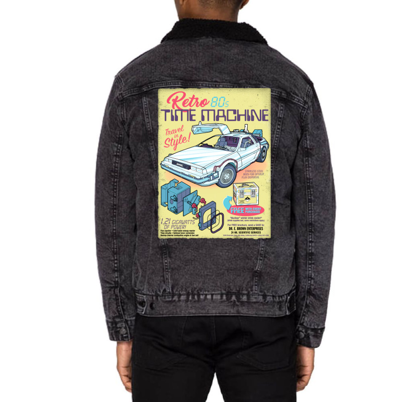 Retro Time Machine Unisex Sherpa-lined Denim Jacket | Artistshot