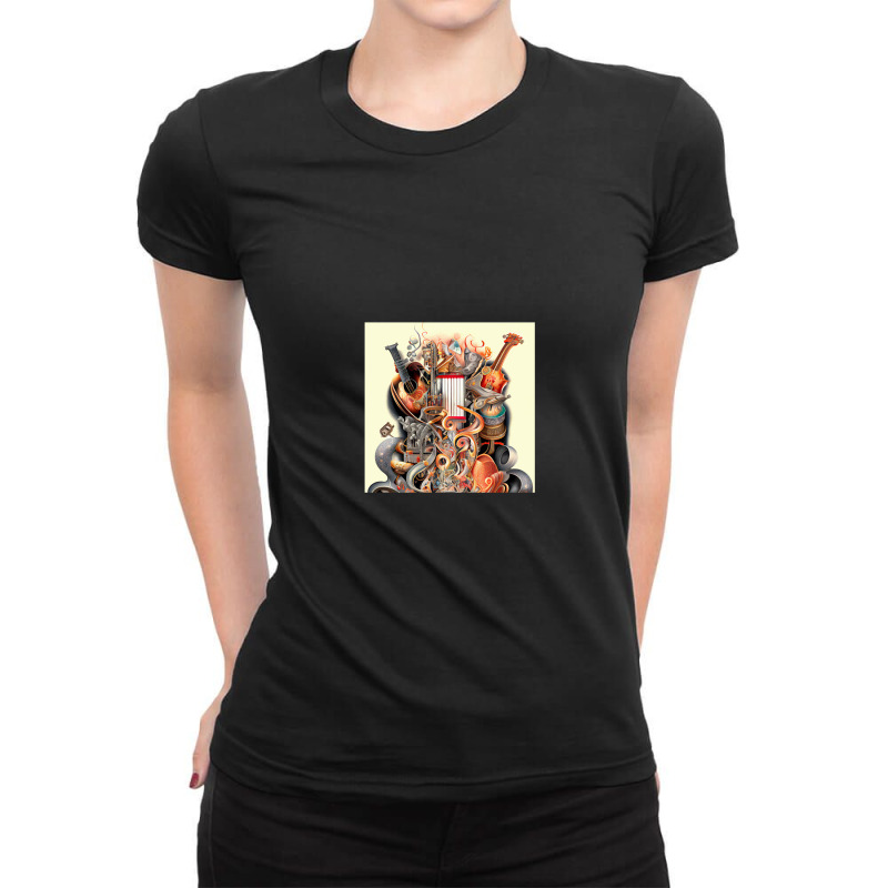 History Of Music Design  Perfect For Music Lovers  Ladies Fitted T-Shirt by Alexsmith | Artistshot