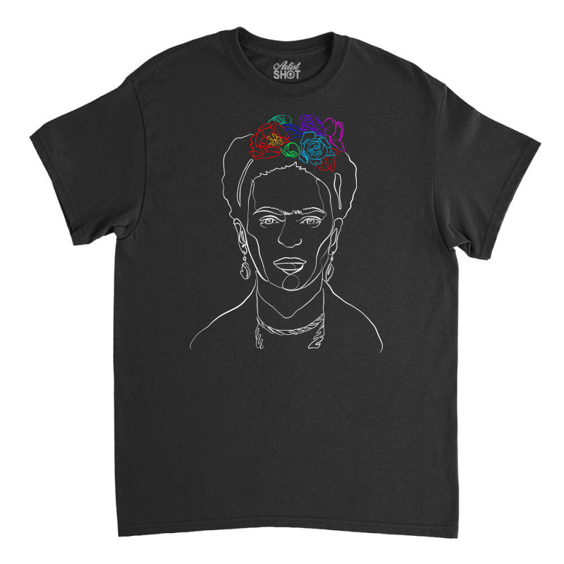 Frida Kahlo Line Art For Dark Classic T-shirt by autlu2024 | Artistshot