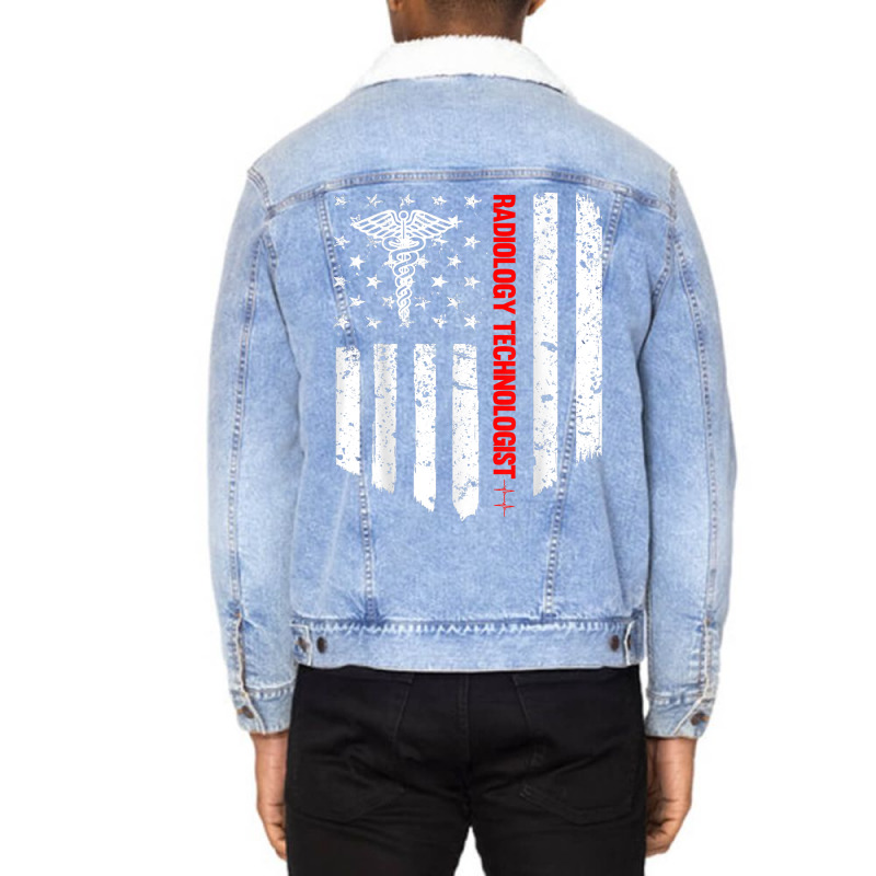 Radiology Technologist American Flag Patriotic Med Unisex Sherpa-Lined Denim Jacket by jessen | Artistshot