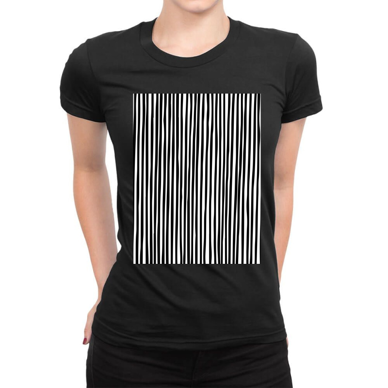 Hand Drawn Vertical Parallel Dense Black Lines On  Ladies Fitted T-Shirt by JONNELLENORTONN | Artistshot