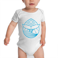 Blue Whale Tail Lineart Baby Bodysuit | Artistshot