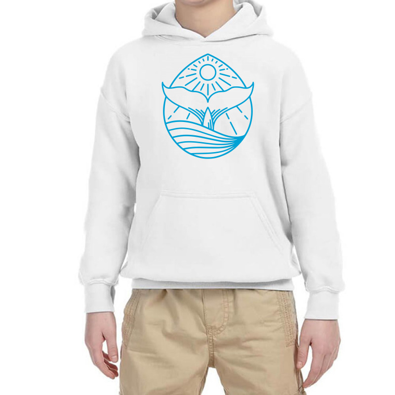 Blue Whale Tail Lineart Youth Hoodie by Alundrart | Artistshot