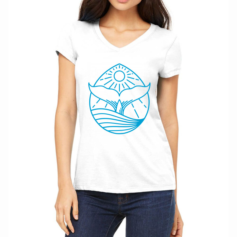 Blue Whale Tail Lineart Women's V-neck T-shirt | Artistshot