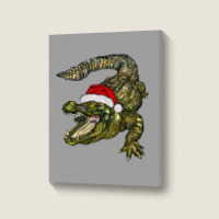 Christmas Alligator Portrait Canvas Print | Artistshot