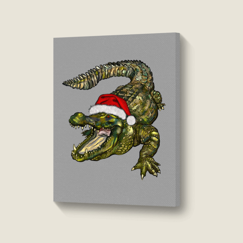 Christmas Alligator Portrait Canvas Print | Artistshot