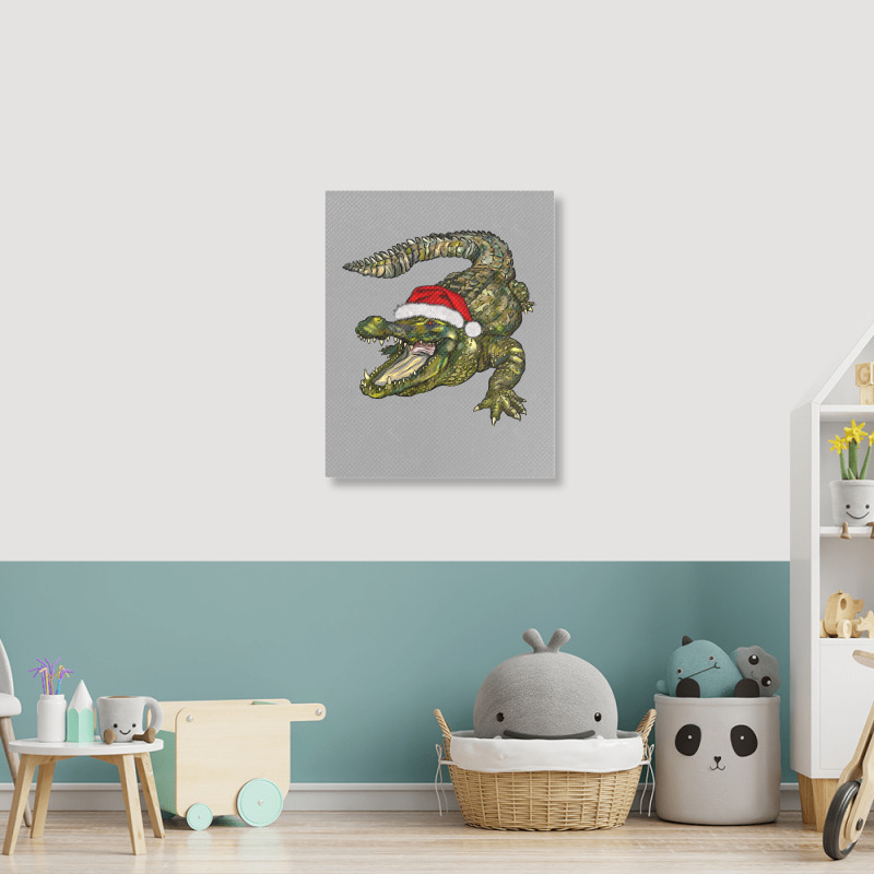 Christmas Alligator Portrait Canvas Print | Artistshot