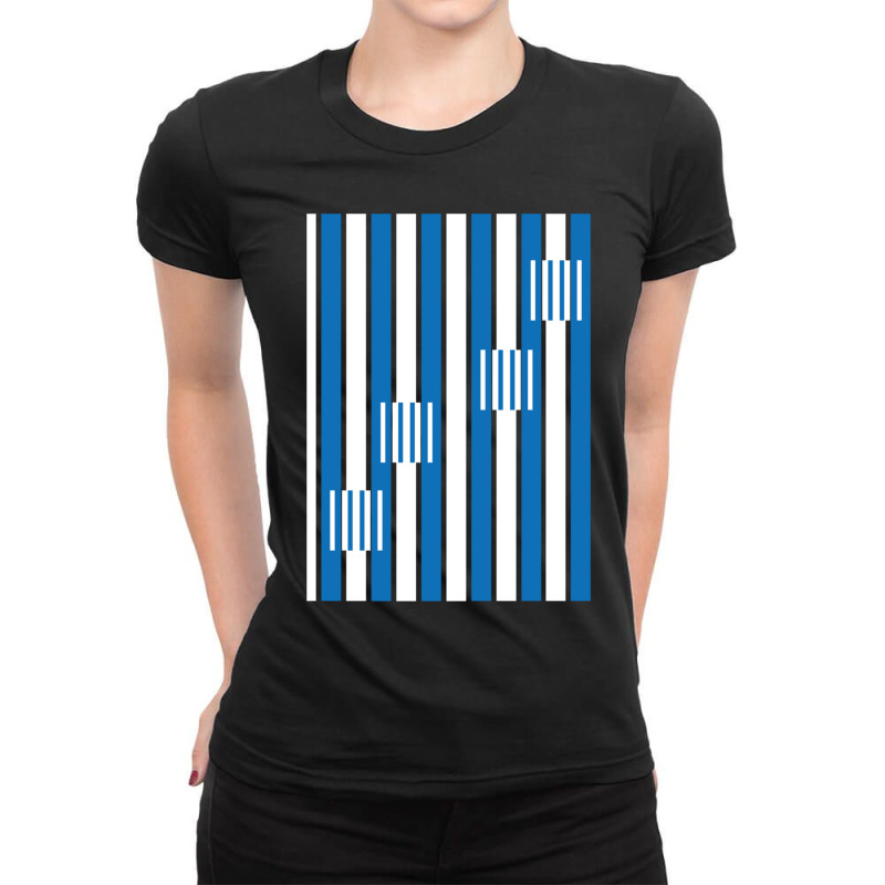 Vertical  Blue And White Striped Ladies Fitted T-Shirt by JONNELLENORTONN | Artistshot