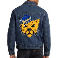 Vintage Pittsburg Panther Mascot Wearing A Cap Men Denim Jacket | Artistshot