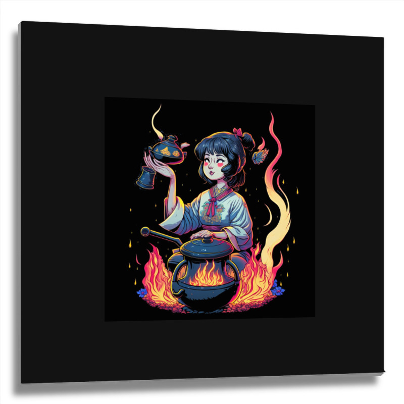 Woman Cooking Metal Print Square | Artistshot