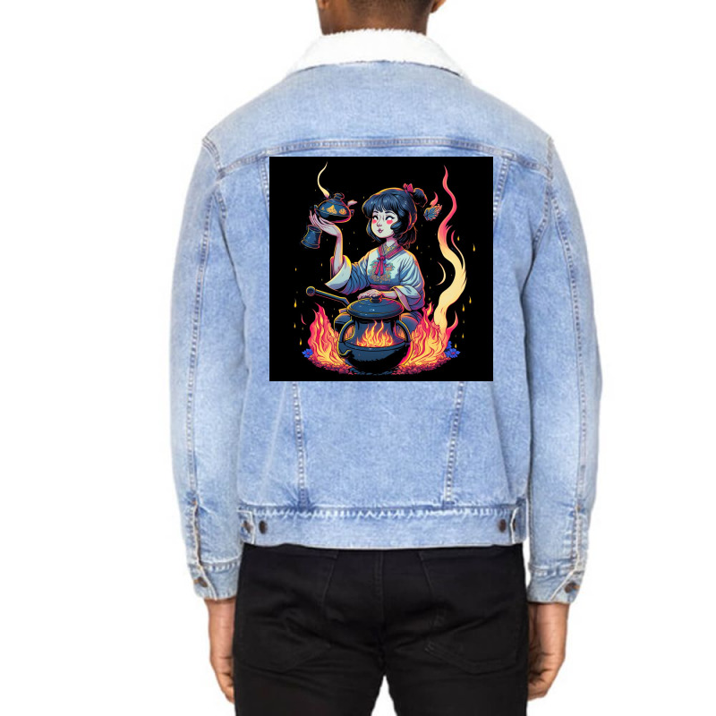 Woman Cooking Unisex Sherpa-lined Denim Jacket | Artistshot