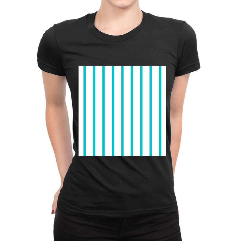 Vertical Blue And White Striped Chiffon Top Ladies Fitted T-Shirt by JONNELLENORTONN | Artistshot