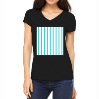 Vertical Blue And White Striped Chiffon Top Women's V-neck T-shirt | Artistshot