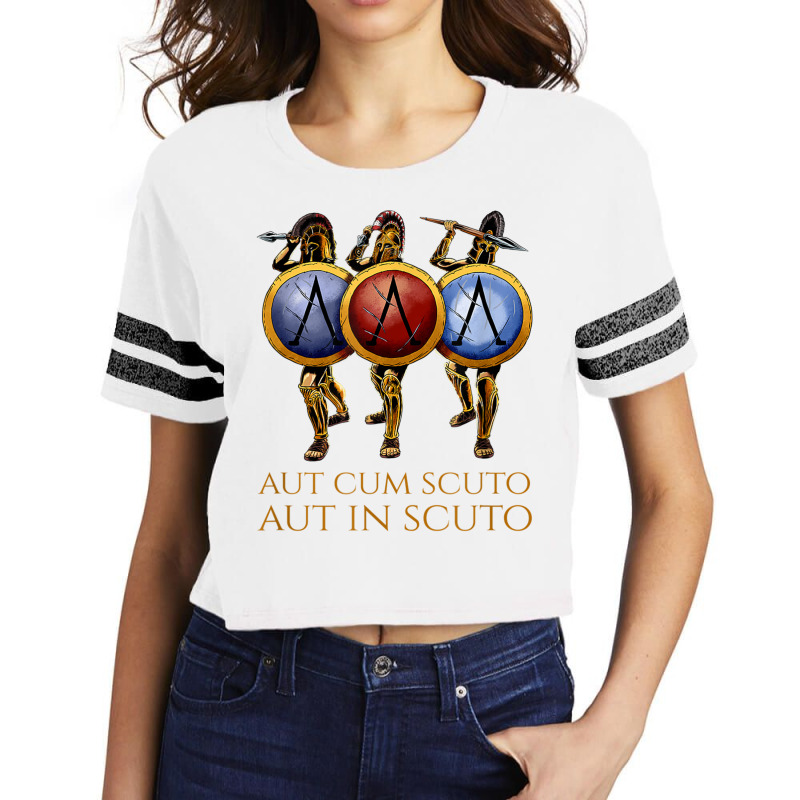 Latin Quote   Aut Cum Scuto Aut In Scuto   Ancient Scorecard Crop Tee by bonne | Artistshot