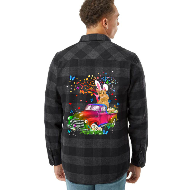 Oriental Cat Bunny Truck Hunting Eggs Tree Easter  Flannel Shirt | Artistshot