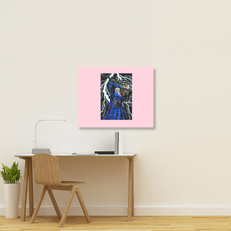 Merlin   Traditional High Fantasy Wizard (blue) Landscape Canvas Print | Artistshot