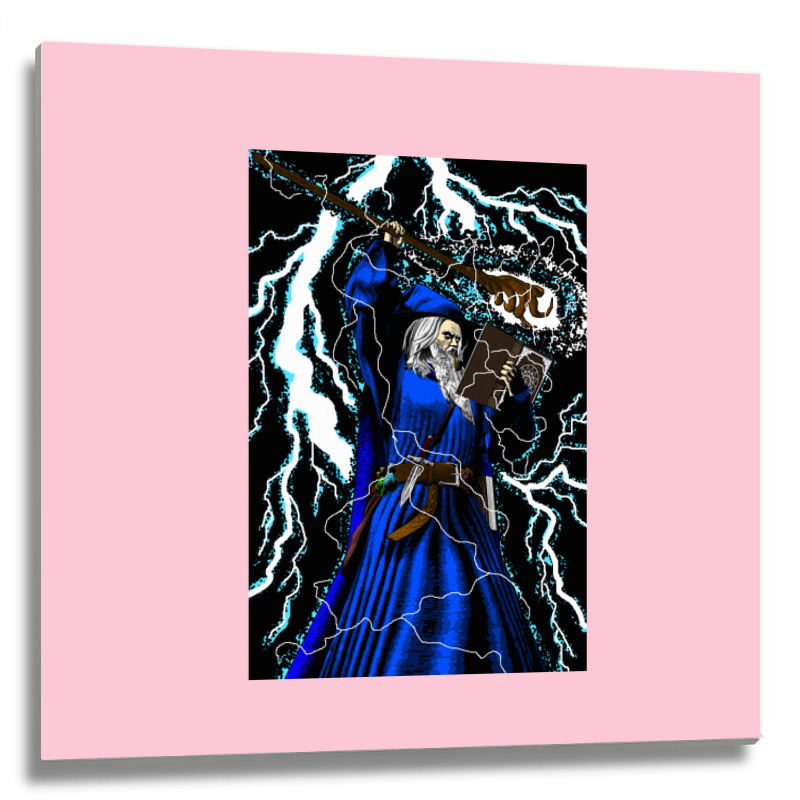 Merlin   Traditional High Fantasy Wizard (blue) Metal Print Square | Artistshot