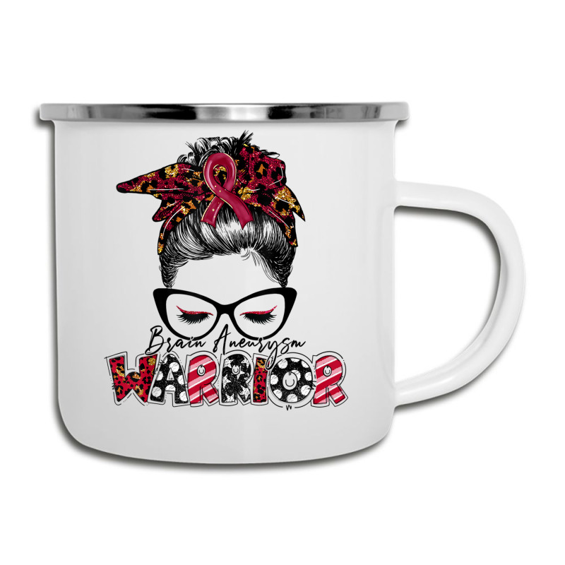 Messy Bun Women Burgundy Ribbon Brain Aneurysm War Camper Cup | Artistshot