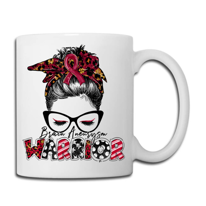 Messy Bun Women Burgundy Ribbon Brain Aneurysm War Coffee Mug | Artistshot