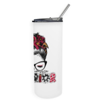 Messy Bun Women Burgundy Ribbon Brain Aneurysm War Skinny Tumbler | Artistshot