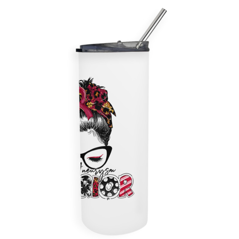 Messy Bun Women Burgundy Ribbon Brain Aneurysm War Skinny Tumbler | Artistshot