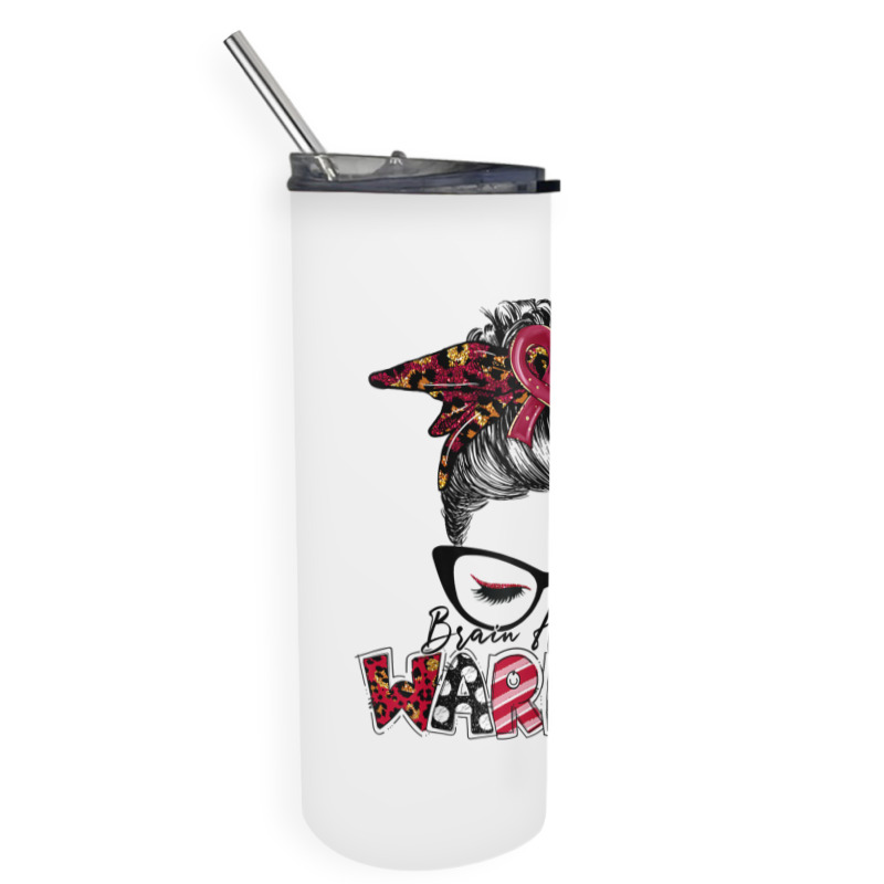 Messy Bun Women Burgundy Ribbon Brain Aneurysm War Skinny Tumbler | Artistshot