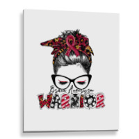 Messy Bun Women Burgundy Ribbon Brain Aneurysm War Metal Print Vertical | Artistshot