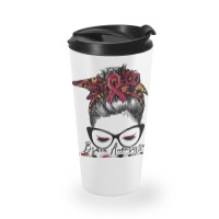 Messy Bun Women Burgundy Ribbon Brain Aneurysm War Travel Mug | Artistshot