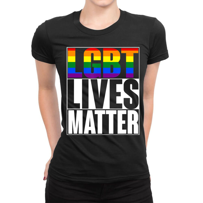 Lgbtq Lives Matter Lesbian Gay Trans Bisexual Flag Ladies Fitted T-Shirt by beulahgriffithgdv | Artistshot