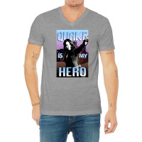 Quake Is My Hero Poster V-neck Tee | Artistshot