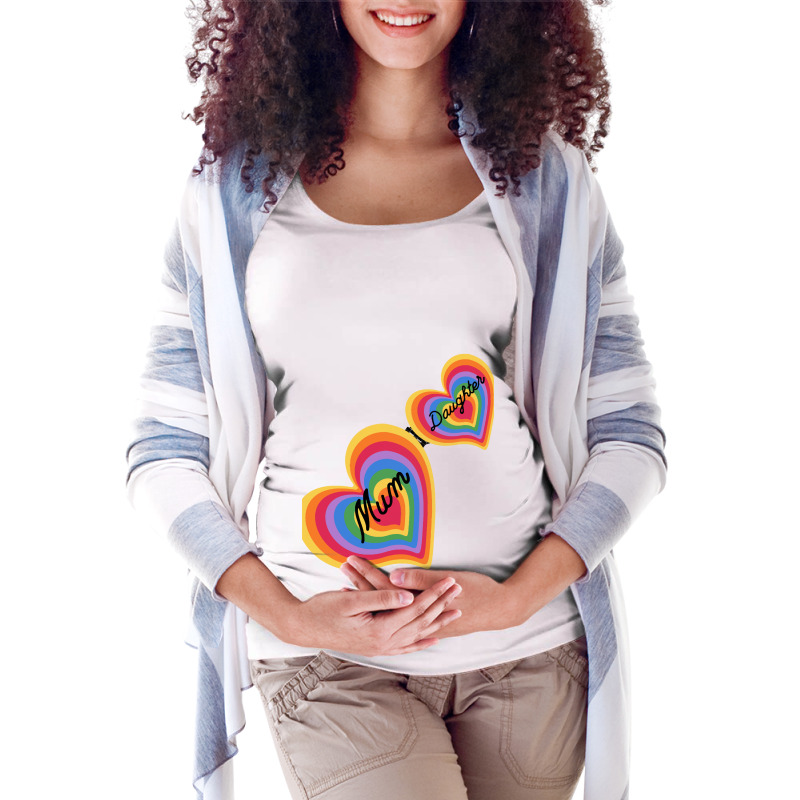 Mum And Daughter Heart Gift Maternity Scoop Neck T-shirt by Timothy90 | Artistshot