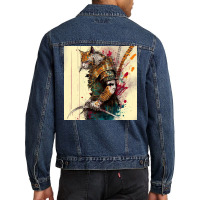 Cat In Action Pose Men Denim Jacket | Artistshot