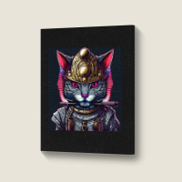 Samurai Cyborg Cat Portrait Canvas Print | Artistshot