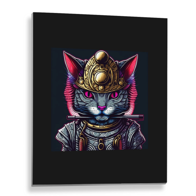 Samurai Cyborg Cat Metal Print Vertical | Artistshot