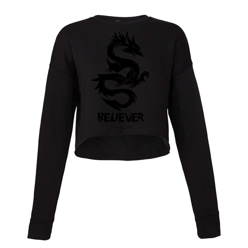 Imagine, Dream, Believe  Fantasy Dragon Tattoo Cropped Sweater by home12 | Artistshot