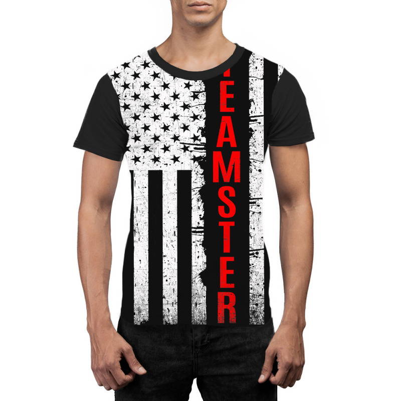 Teamster Proud American Flag Distressed Premium Graphic T-shirt by home12 | Artistshot