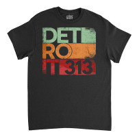 313 Detroit Area Code Michigan State Vintage Retro Classic T-shirt | Artistshot