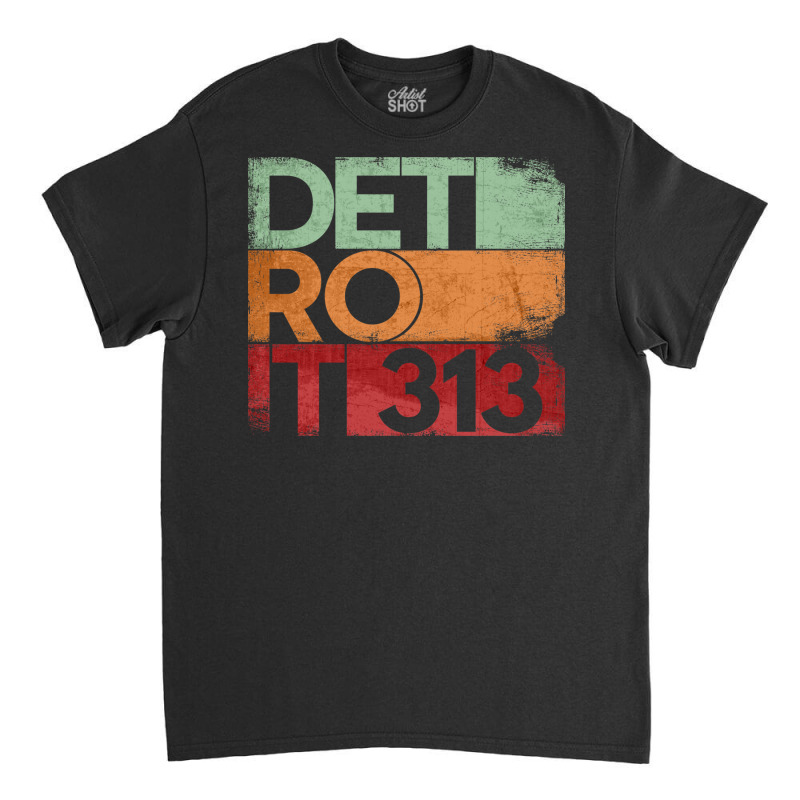 313 Detroit Area Code Michigan State Vintage Retro Classic T-shirt by SamsulArt | Artistshot